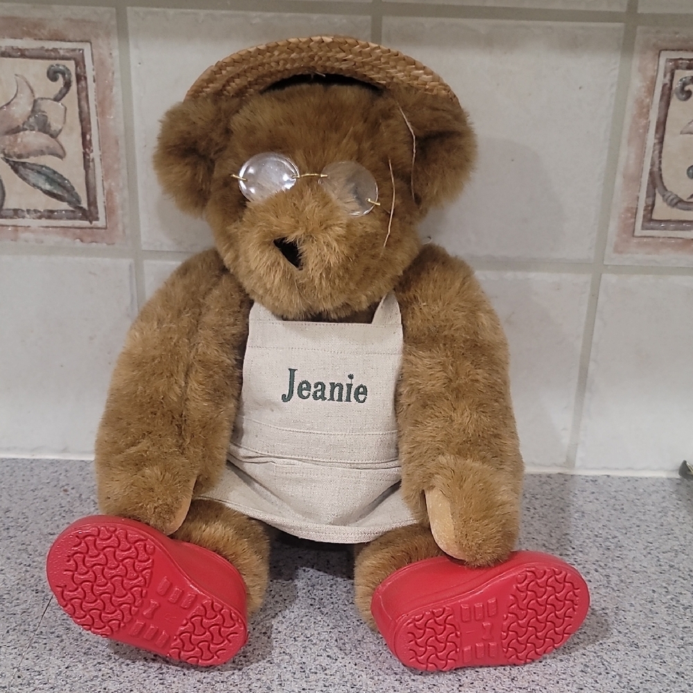 Vermont Brown and Red Stuffed Verkont Teddy Bear with Red Slippers